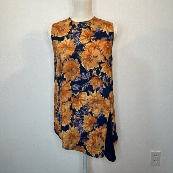 Aritzia Babaton Hopkins Blouse Floral Top Size S sleeveless front tie - Picture 5 of 12